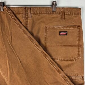 Dickies Canvas Carpenter Work Pants Mens 42x30 Brown Cotton Workwear Relaxed Fit